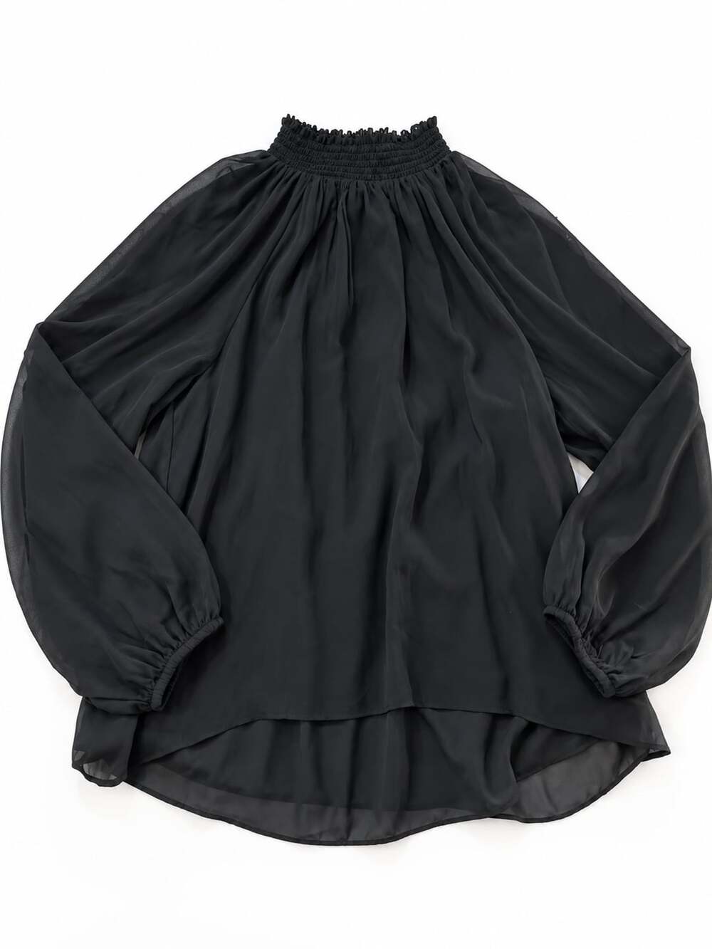 Joie Long-Sleeve Tie-Neck Top Black Size L (t1)